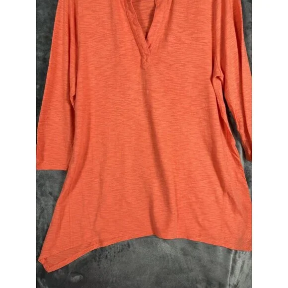 Chico’s The Ultimate Tee Women's Top Size 2 Large Orange 3/4 Sleeve - Picture 4 of 15